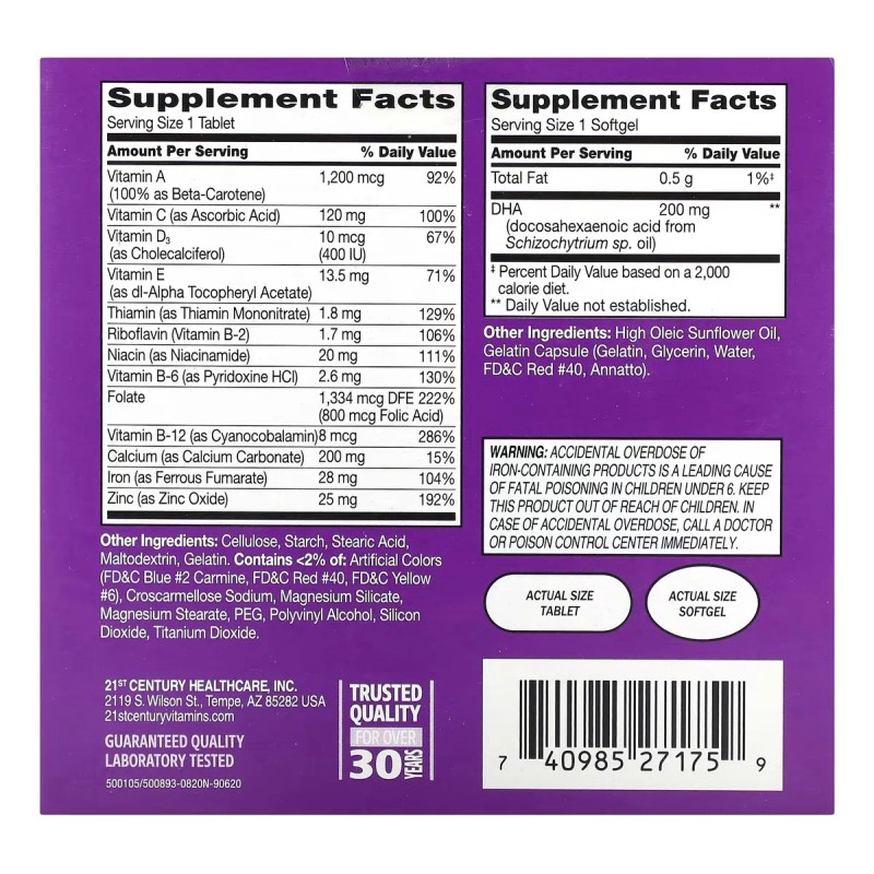 21st Century Stuart Prenatal Con Dha 2pack 60tabs/60caps Sfn