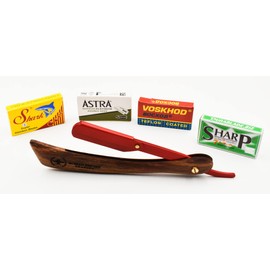 Roman Empire - Maquinilla de afeitar recta para peluquería profesional con 20 hojas de muestra (Astra-Sharp-Shark-Voskhod)