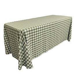 Runner Linens Factory Rectangular Checkered Tablecloth 90x108, 90x120, 90x132, 90x156 Inches (Multiple Colors Available) Sold Individual (Sage & White, 90x132)