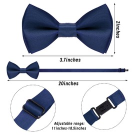 Bskifnn Kids Suspenders Bow Tie Sets Classic Solid Color Toddler Suspenders for Kids Wedding Party (Solid, Navy Blue, kids)