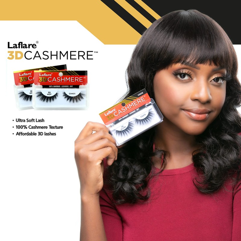 LAFLARE 3D CASHMERE Eyelashes, Natural Look, Wispy, Glam, Fresh, Fluffy,