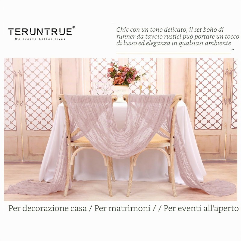 Teruntrue Confezione da 24 Runner da Tavola in Garza Rosa