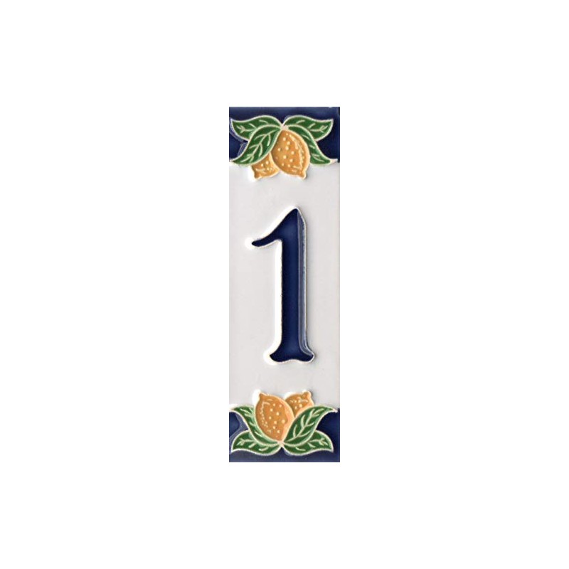 House Numbers, Italian Ceramic Numbers & Letters Tiles, Lemon Design,