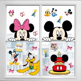 Gzkkkkx Cartoon Window Clings Decals,Party Removable Stickers for Glass Windows,Birthday Party Supplies Holiday Home Decorations (Mickey(8Sheets）), ZE073