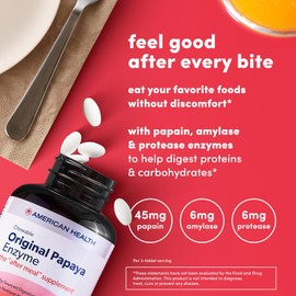 American Health Chewable Multi-Enzymes, Original Papaya, 250 Count
