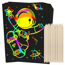 ZMLM Scratch Rainbow Art Paper Set - 100Pcs Magic Scratch Off Art Craft Supplies Kits for Kids Girls Boys Black Scratch Notes Sheet Doodle Pad for Fun DIY Toy Return Gift Birthday Party Favors