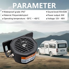 FARBIN Truck Back up Alarm 6Pcs 110dB 12V-48V DC Car Reverse Alarm Horn Heavy-Duty Backup Warning Reversing Warning Alarms Waterproof Back Up Beeper (HT)