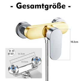 Xkzhrr Shower Mixer Tap for Shower Wall Mounting, Shower Mixer Tap with G ½ Nozzle, Single Lever Mixer Shower Mixer with Ceramic Coil (Chrome)