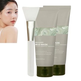 Recovery Mud Mask, Gentle Pore Cleansing Mask, Hydrating & Moisturizing Deep Pore Cleanser Face Mask Clay, Nature Ingredients, Boryeong Mud, Korean-Beauty Oil Control Wash Off Body Mud (2PC)