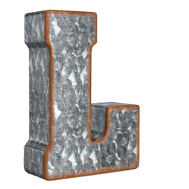 CraftyCrocodile 7" Galvanized Metal Letters for Wall Decor - 3D Letter L for Hanging & Free Standing - Decorative Rustic Alphabet Letters for the Living Room, Bedroom, Kitchen