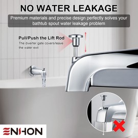 Enhon Slip On Diverter Tub Spout Compatible with Kohler GP85556, Bathroom Shower Bathtub Faucet Spout Replacement Fits 1/2'' Copper Water Tube, 5/32'' Hex Wrench Included (Chrome Color,1 Pack)