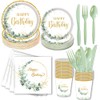 XIXIMENG Party Tableware Set Eucalyptus Leaf Theme Party Tableware Decoration
