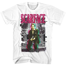 American Classics Scarface Tony Montana Glitch Neon Adult T-Shirt Movie Graphic Tee