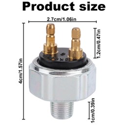 Low Pressure Hydraulic Brake Light Switch, 1/8" NPT Universal Port Brake Systems Pressure Switch 45PSI Activation for 1960s-1990s F-Series & B-Body Platforms Vehicles Replacement Accessories Part