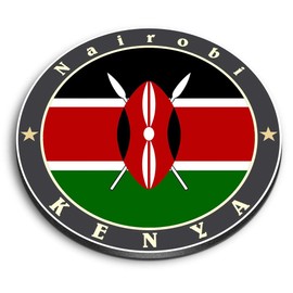 1 x Round MDF Magnet - Kenya East Africa Nairobi Flag Travel 5186