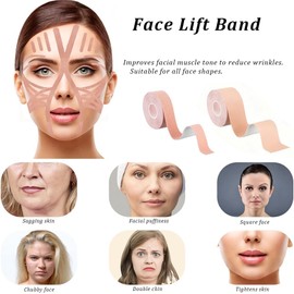 Lumbor37 Cinta para Levantar la Cara, Cintas Faciales Antiarrugas Parches Antiarrugas, Estiramiento Facial en Línea V, para la Mejora Facial