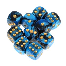 DSLSQD Dice Set of 10 Polyhedral Dice D6 Dice Six Sided 16 mm Dice Acrylic Game Cube Two-Tone Colour Dice Dice Colourful with Gold Piping Dice for Role Playing Dice Games Table Games