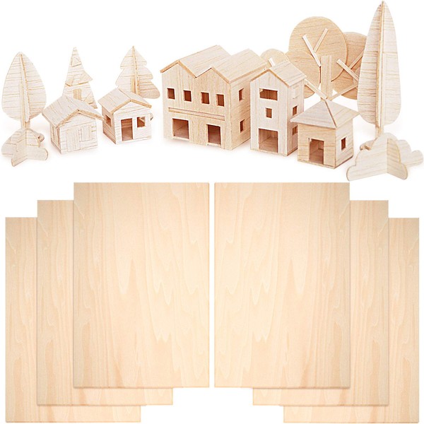 Balsa Wood Panels 300 x 200 x 1.5 mm Thin Linden Wood Panels Hobby Wood Plywood Board for DIY Crafts Wood Mini House Boat Plane Model Pack of 6