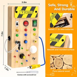 Montessori Busy Board ab 1 year Activity board toy Baby Sensory Learning Toy LED Wooden Toy Light Switch Toy Motor Skills Toy Birthday Gift for Boys and Girls 1 2 3 4 years