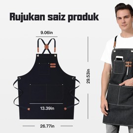 DHSUN Apron Cooking Apron Women, Barbecue Apron for Men, Waiter's Apron for Cafés, Garden Apron Women, Cooking Apron Men, Painting Apron Adults, Kitchen Apron Men, Black