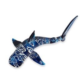 Mr_air_thai_Glass_Blown Tiny 6" Dotted Dark Blue Whale Shark Figurine - Miniature Hand Blown Glass Sharks Marine Sea Life Ocean Fish Small Crystal Animals Decorative Collectible Figurines Décor Gifts