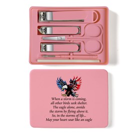 TTJHGYQO 6-Piece Nail Clipper Set with Nail File, Tweezers and ingrown toenail Removal kit Travel Nail kit for Men and Women (Eagle Pink)