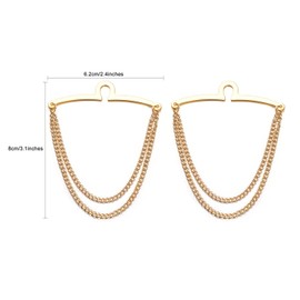 RunootPR Men's Gold Silver Tie Chain Set Classic 2Pcs Double Chain Necktie Chains Business Wedding Jewelry Gift, 2.4", Brass, No Gemstone