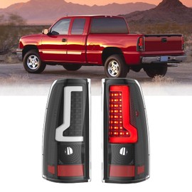 Luces traseras compatibles con Chevy Silverado 2003-2006 1500 2500 3500 2007 Classic,lente transparente LED negro lámparas de freno de repuesto trasero lado del conductor y del pasajero (blanco)