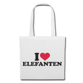 Shoulder Bag I Love Elephants - Dumbo - Elephant Baby - Elephant - Wild Animal Shopping Bag School Bag Gym Bag in White