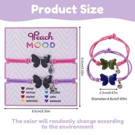 Pack of 2 Butterfly Mood Bracelets, Friendship Bracelets, Girls, Children's Bracelet, Gift for Children from 6 Years, Mood Chain, Gift Ideas for Girls, Birthday Gifts, Bracelets, Metal, 1