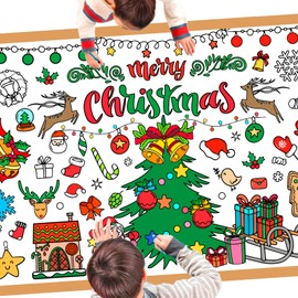 PHOGARY Christmas Giant Coloring Poster Tablecloth, 30 x 72 Inch Large Christmas Coloring Poster DIY Jumbo Coloring Poster Christmas Crafts for Kids Home Classroom Wall Christmas Decorations