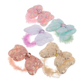 PACKOVE 5Pcs Cute Elastic Hair Ties for Sequin Bow Hair Bands Hair Accessories for Ponytails and Giving High Elasticity and Non Scratch Design