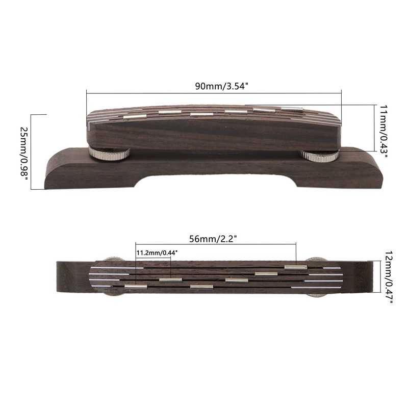 Unxuey Height Adjustable Rosewood Guitar Bridge 6 String Archtop Jazz