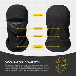 Snowledge Balaclava Face Mask Thermal Winter Ski Mask Beanie Motorcycle Cycling Balaclava for Teenager Youth Windproof Cold Weather Neck Gaiter