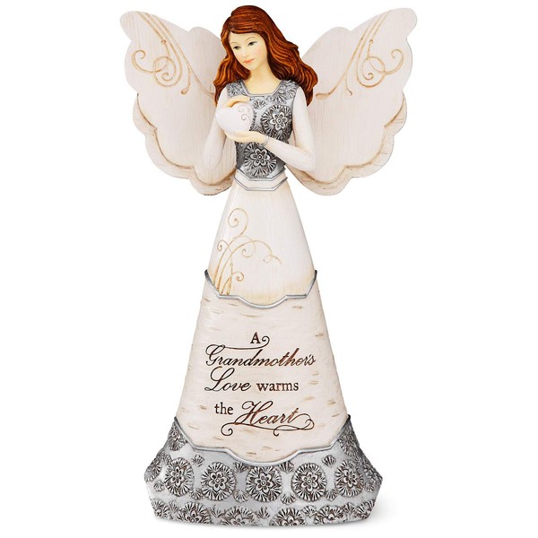 Elements Grandmother Angel Figurine by Pavilion, 8-Inch, Holding Heart, Inscription a Grandmother's Love Warms The Heart
