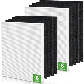 C545 True HEPA Replacement Filter S Compatible with Winix C545 Air Purifier, Part number 1712-0096-00 and 2522-0058-00, 2 x True HEPA Filter + 8 x Activated Carbon Pre-Filter