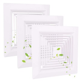 White 3 Piece ( 9 “x 9 ”Inch) Bathroom Exhaust Fan Cover with Spring, Square Ceiling or Wall Mounted Exhaust Fan, Ceiling Fan, Grille, Air Diffuser, Diverter Ventilation Hood, Replacement Accessories