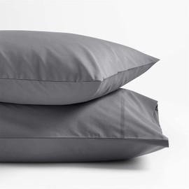 TEXAS LINEN CO. 100% Egyptian Cotton Standard/Queen Size Pillow Cases Set of 2-800 Thread Count Pillow Cover - Soft, Breathable, Cooling Dark Grey Pillowcase Set of 2 for Standard/Queen Pillows