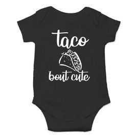 Taco Bout Cute - Funny Baby Essentials Bodysuit - Cute Newborn Outfit Boy Infant Girl Clothes (Newborn, Black)
