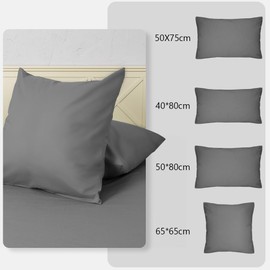AUAUY Cushion Cover 50 x 75 cm with Envelope Closure - Set of 2 Cushion Covers, Grey, Soft Microfibre Pillowcase - Anthracite Washable Cushion Cover, Ultra Soft and Breathable