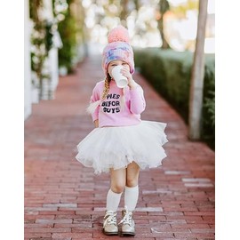 Socutebabe Valentines Day Baby Outfit Toddler Girl Valentines Day Shirt Fries Before Guys Sweatshirt Vintage Sweater Clothes (Fries Before Guys Embroidered Hot Pink, 3-4T)