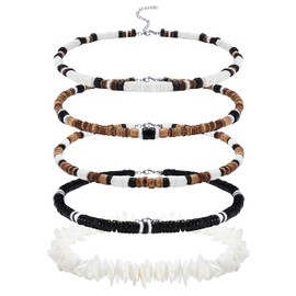 Florideco Shell Necklace Puka Shell Necklace for Men Women Seashell Choker Necklace Smooth Shell Chip Summer Necklace Men Surfer Pookah Shells Choker Necklace