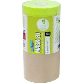Axus Decor Mask-31 Pre-taped Protective Paper, Masking Paper For Spraying, Eco-Friendly Material and Residue Free Removal, Ideal for Painting Projects & Automotive, 30cm x 25m