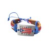Puerto Rico flag leather bracelet red White & Blue (Black)