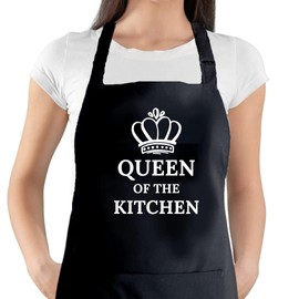 Second Ave Women's Queen of The Kitchen Black Apron Baking Cooking Kitchen Apron