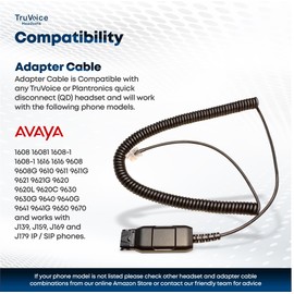 TruVoice HD500 Headset with Noise Cancelling Microphone for Office/Call Center - Compatible with Avaya 1608 1616 9601 9608 9611 9611G 9620 9621 9630 9631 9640 9641 9650 9670 J139 J159 J169 J179 J189