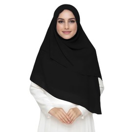 Lina & Lily Premium Chiffon Hijab Head Scarf Shawl Wrap for Muslim Women Square 58'' x 58'' (Black)