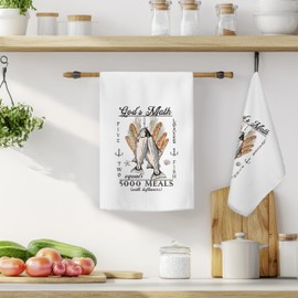 LADOCK Funny Christian Kitchen Towels, God's Math Bible Verse Decor Hand Towels for Bathroom, Religious Faith Based Gifts Dish Tea Towel for Kitchen Decor, 16x24 Inch