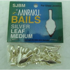 Aanraku MEDIUM SILVER Plated LEAF Bail Pack of 25