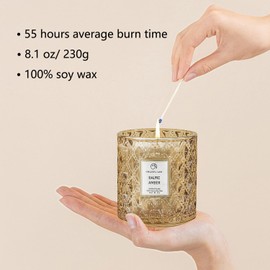Chloefu LAN Amber Candles, Luxury Candles for Home Scented, Long Burning Time, Holiday Candles, All Natural Soy Wax Decorative Candles, Scented Candle Gifts for Men&Women, 8.1oz